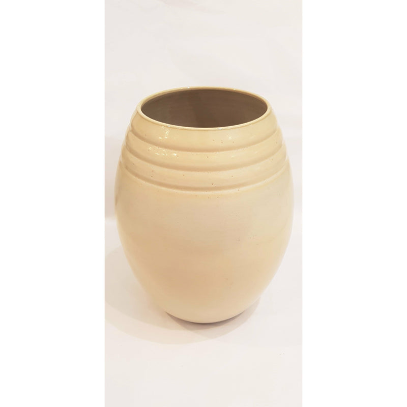 Large vase decorated in light lemon by Agnete Hoy for Bullers
