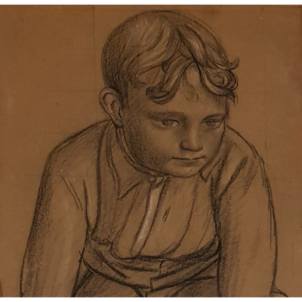 Ung pojke sittande studieteckning av Stanley Lewis