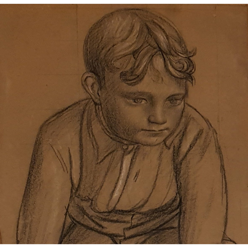Ung pojke sittande studieteckning av Stanley Lewis
