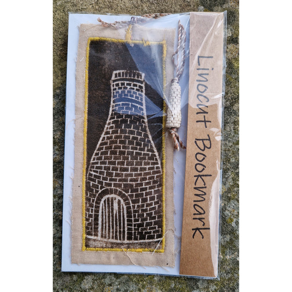 Bottle Kiln Linocut Bookmarks with Clay Bottle  2022 by Shauna McCann