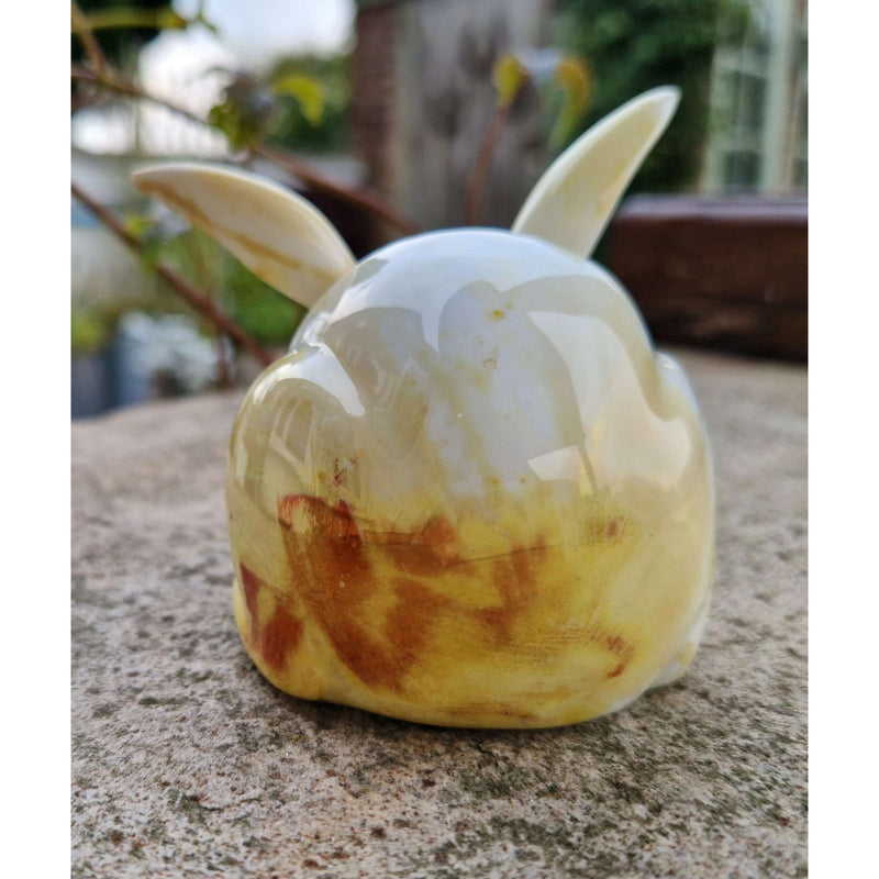 White Rabbit, with Gold and Yellow ceramic figure c1905 by Bernard Moore