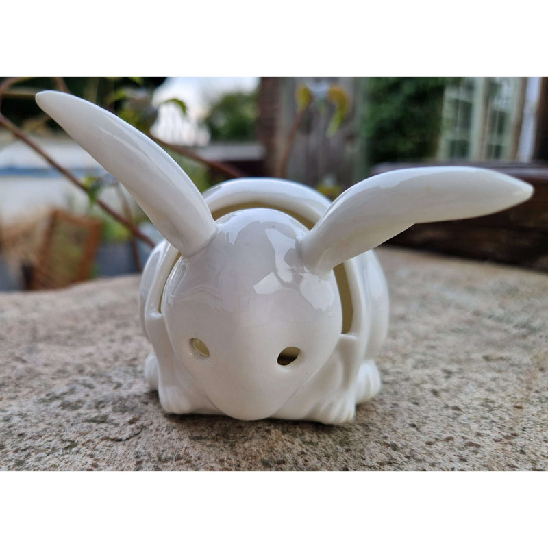 White Rabbit, Glazed ceramic figure menu card holder c1905 by Bernard Moore