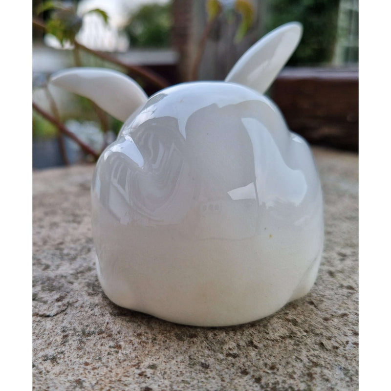 White Rabbit, Glazed ceramic figure menu card holder c1905 by Bernard Moore