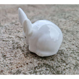 Miniature White Rabbit, Glazed ceramic figure c1910 by Bernard Moore