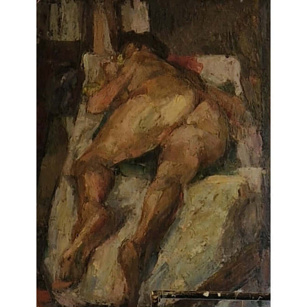 EN07Oil Sleeping Nude c1950s by Enos Lovatt