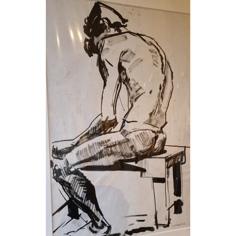 Manlig nakenstudie I c1970 av Geoffrey Wynne RI