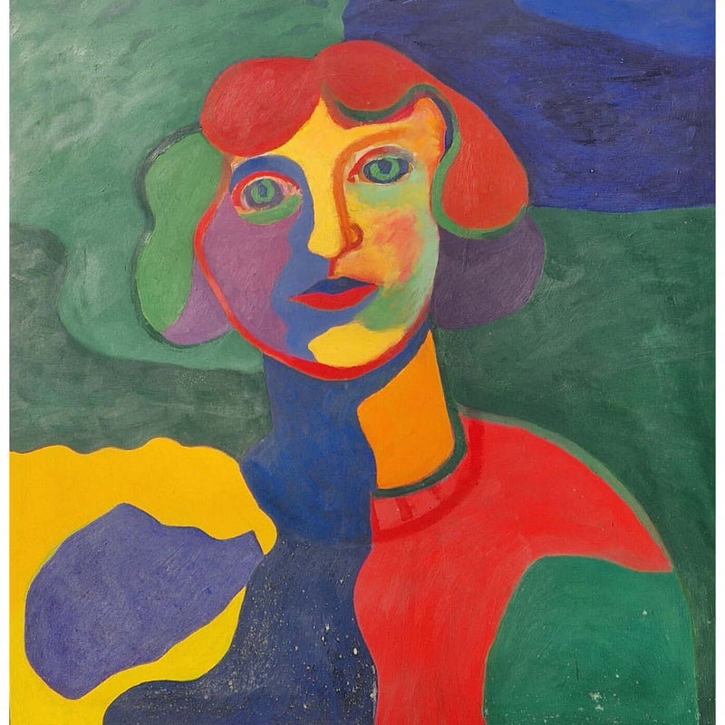 ENL004 Abstract Portrait Painting c1960s by Enos Lovatt