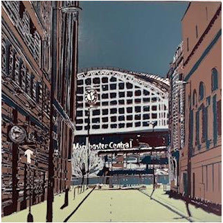 Manchester Central Linocut 2020 av Jayne Pellington