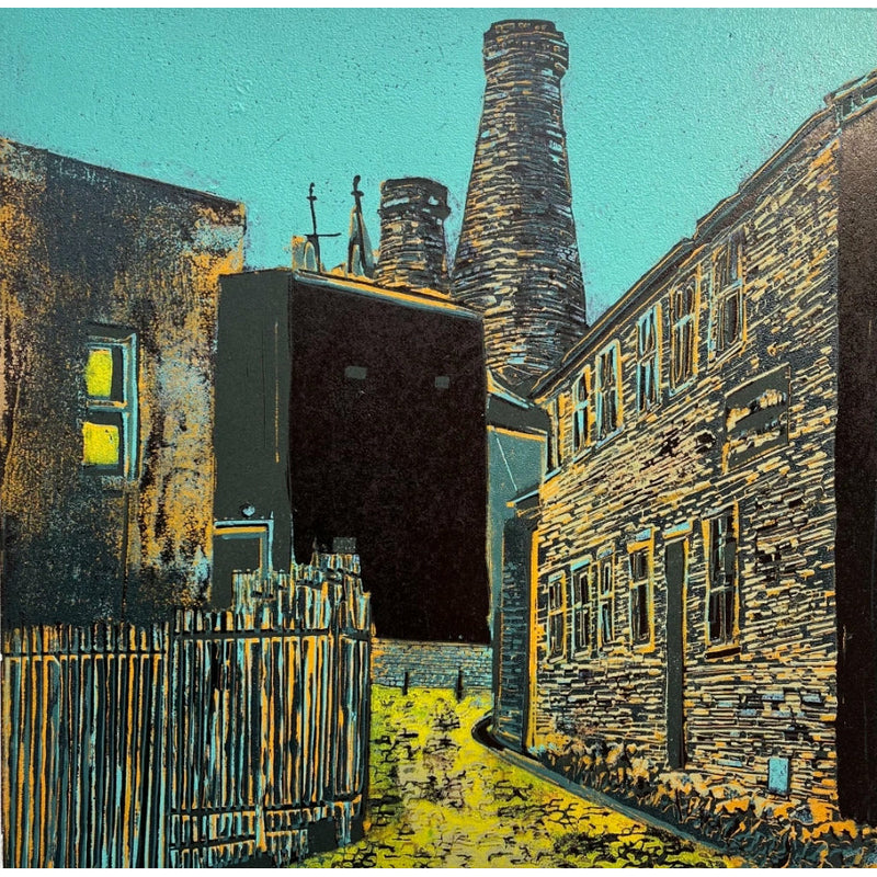 Minkstone Works Reduction Lino Print 2022 av Jayne Pellington