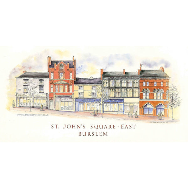 St Johns Square East, Burslem, Stoke-on-Trent by Ronnie Cruwys - Drawing the Street