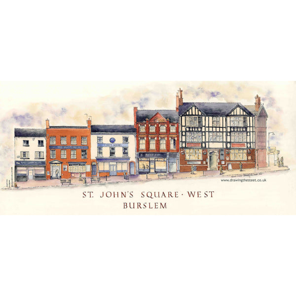 St Johns Square West, Burslem, Stoke-on-Trent by Ronnie Cruwys - Drawing the Street
