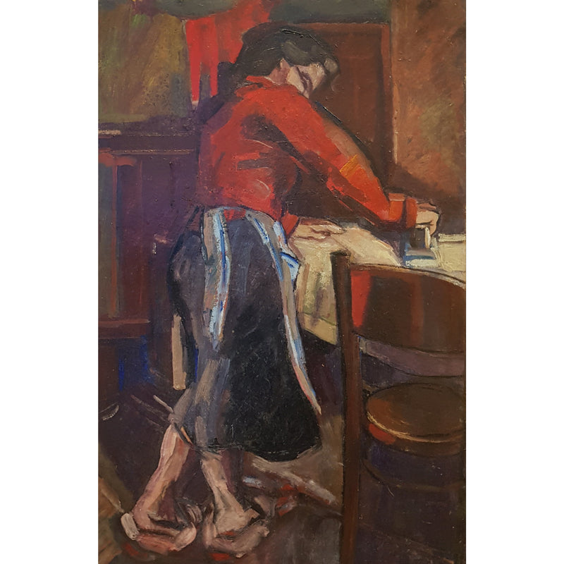 EN03Oil Woman Ironing c1950s by Enos Lovatt