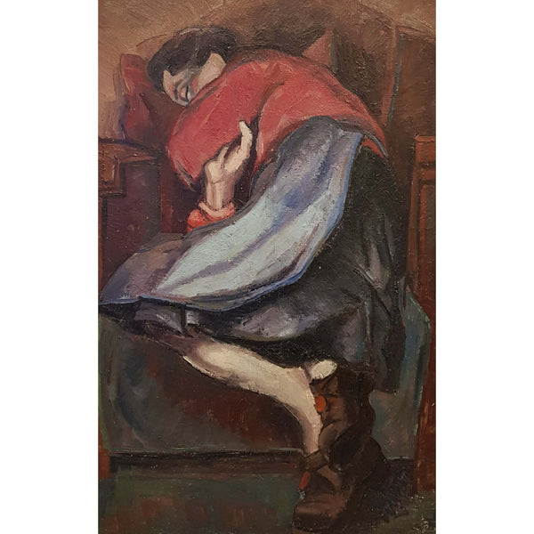EN04Oil Woman Sleeping c1950s by Enos Lovatt