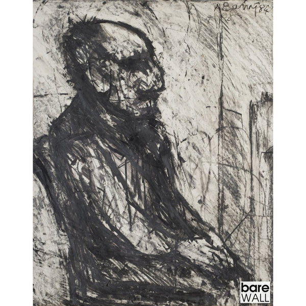 Arthur Berry Original Art Old Man Seated (Black and White) 1984 by Arthur Berry