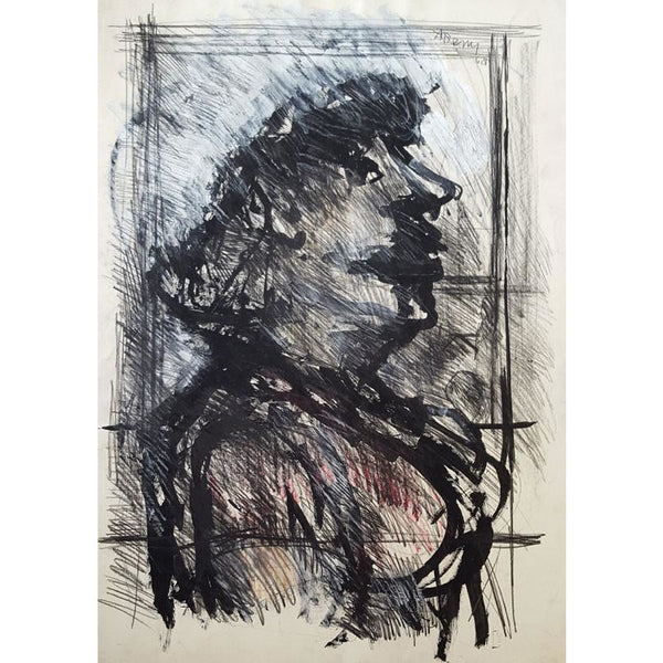 Arthur Berry Original Art Profile of A Woman 1968 original mixed media painting by Arthur Berry
