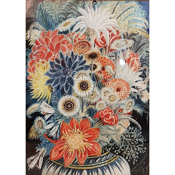 Blandade blommor akvarell 1929 av CW Brown