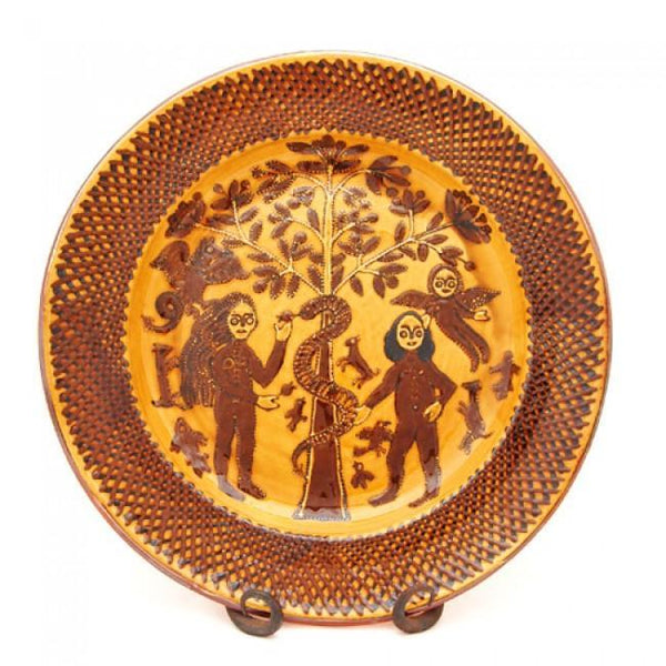 CG27 Thomas Toft Adam and Eve Style Slipware Charger by Carole Glover | Ceramics by Carole Glover | Barewall Art Gallery