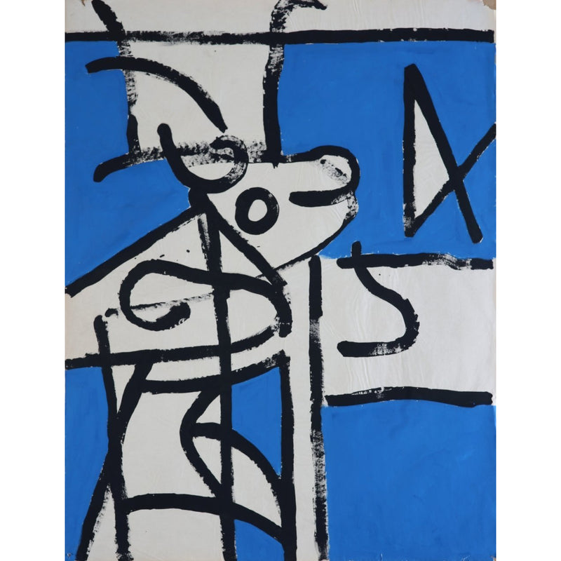 EN018P Abstracted Horses Heads c1960 by Enos Lovatt | Original Art by Enos Lovatt | Barewall Art Gallery