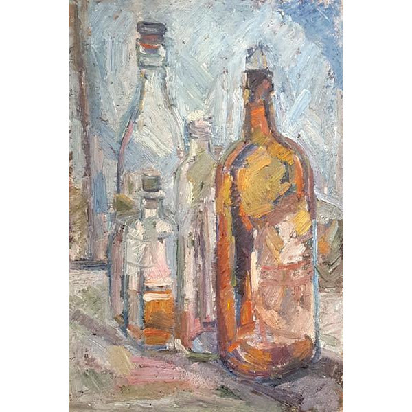 EN02Oil Still Life Bottles II c1950s by Enos Lovatt | Original Art by Enos Lovatt | Barewall Art Gallery