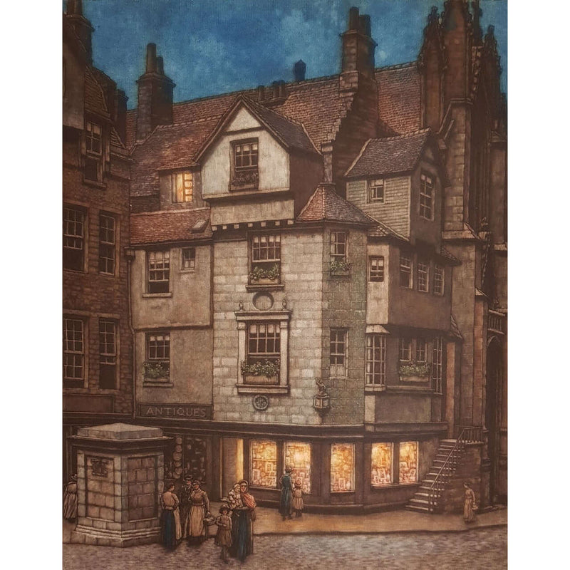 Edinburgh, John Knox House colour etching by Frederick Marriott | Etching by Frederick Marriott | Barewall Art Gallery