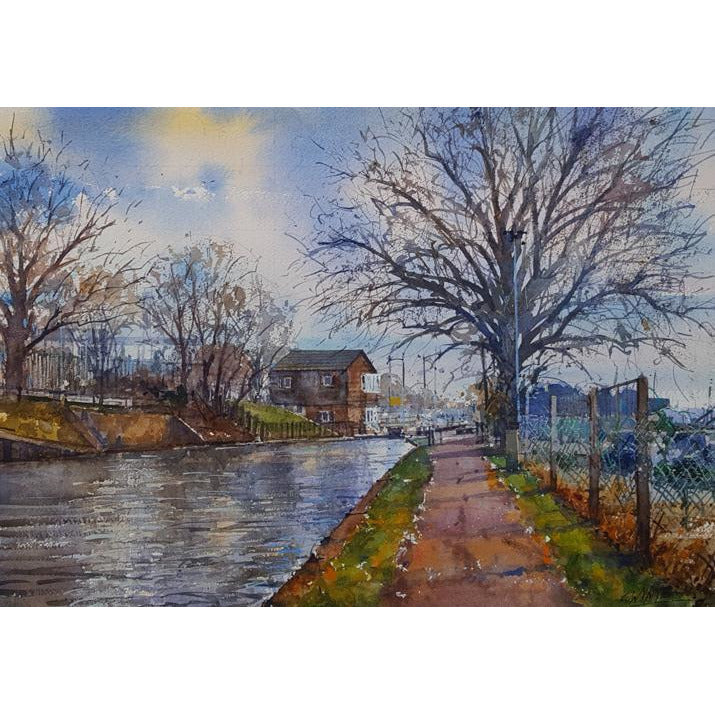Geoffrey Wynne RI Original Art Late Autumn towards Festival Park Marina by Geoffrey Wynne RI