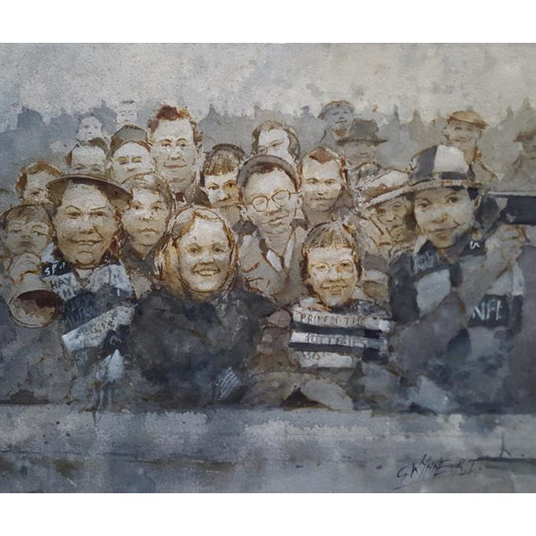 Geoffrey Wynne RI Original Art Port Vale Crowd at Fulham 1962 by Geoffrey Wynne RI