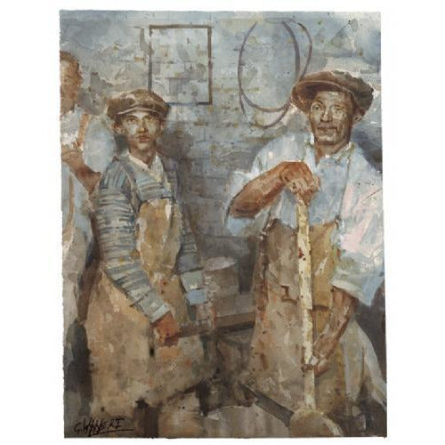 Geoffrey Wynne RI Original Art Pottery Folk by Geoffrey Wynne RI