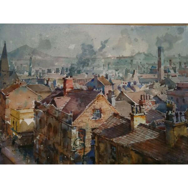 Geoffrey Wynne RI Original Art Queen Street from The Wedgwood Institute