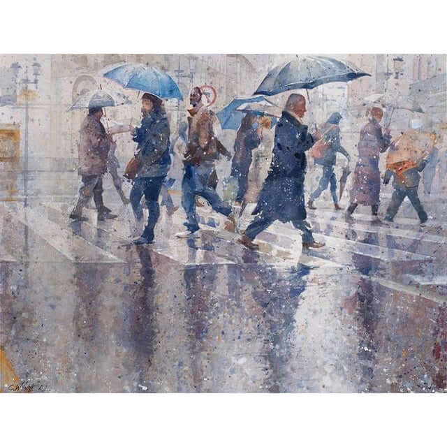 Geoffrey Wynne RI Original Art Raining Cats and Dogs I by Geoffrey Wynne