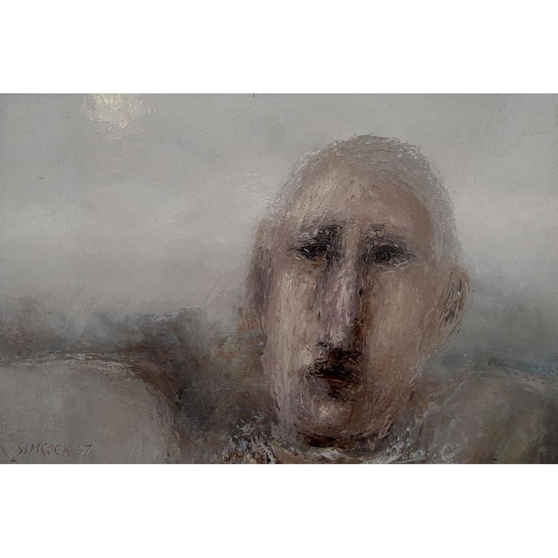 Head of a Man in Landscape 1967 Oil Painting by Jack Simcock | Original Art by Jack Simcock | Barewall Art Gallery