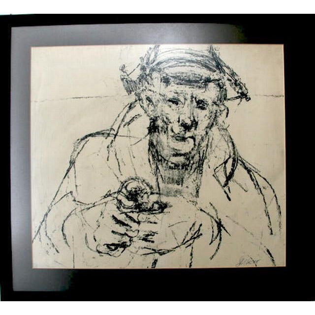 John Shelton Original Art Old Man with Rosette 1958 by John Shelton