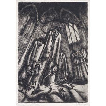 Etching of The Death of Thomas A Beckett 1943 by Norman Cope | Original Art by Norman Cope | Barewall Art Gallery