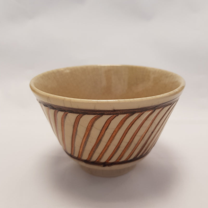 Hand thrown incised decorated crackle bowl by Agnete Hoy | Ceramics by Pottery - Handpainted | Barewall Art Gallery
