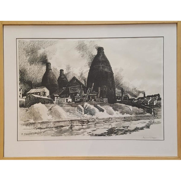 Reginald Haggar Print Signed print of a Pot Bank by Reginald Haggar