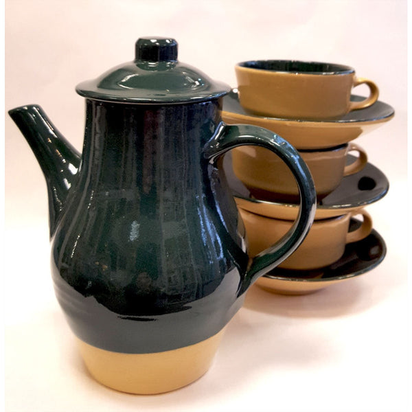 Studio Pottery Ceramics Teapot and cups by Alan Stuttle 1937